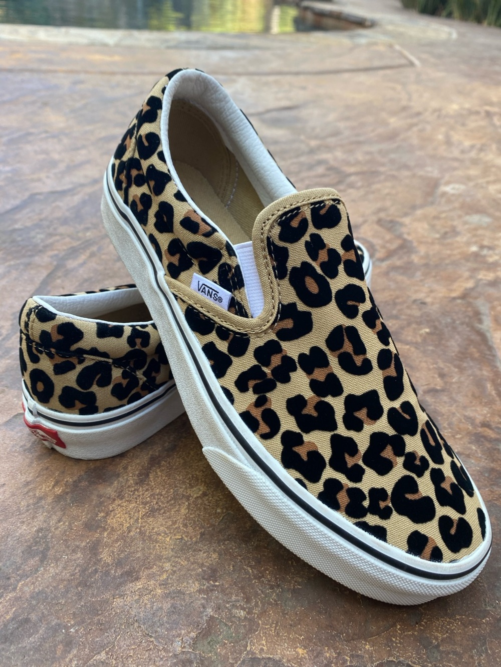 Vans Leopard Slip-On in Tan and Velvet Black